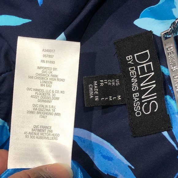 Dennis Basso M Navy Floral Removable Hood Water Resistant Zip Front Jacket/Coat - Picture 10 of 11